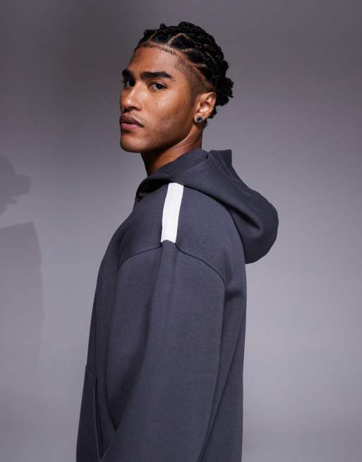ASOS DESIGN - Koksgrå afslappet hættetrøje med sænkede skuldre og bånd, 4 af 5