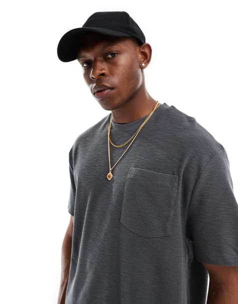 ASOS DESIGN - Koksgrå afslappet T-shirt med lomme i hørlook - view 1