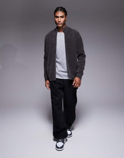 ASOS DESIGN - Koksgrå afslappet træningsjakke i chenillestrik, 2 af 5
