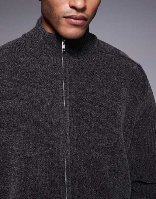 ASOS DESIGN - Koksgrå afslappet træningsjakke i chenillestrik, 5 af 5