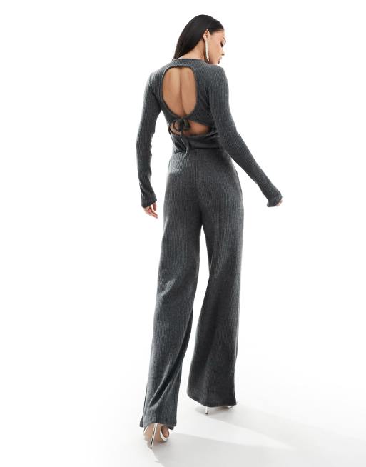 ASOS DESIGN - Koksgrå bodystocking med åben ryg og bindedetalje - Del af sæt, 2 af 4
