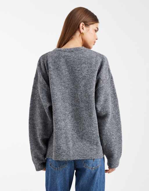 ASOS DESIGN - Koksgrå chunky oversized cardigan med kant-til-kant-design, 3 af 4