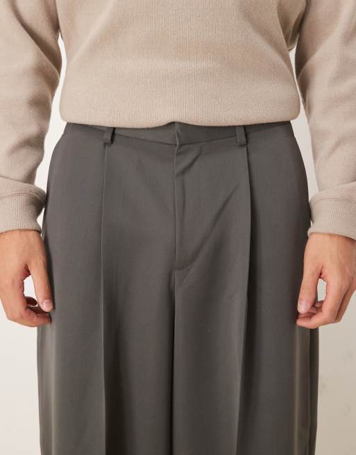 ASOS DESIGN - Koksgrå elegante bukser med plisseringer og ekstremt tapered ben, 4 af 5