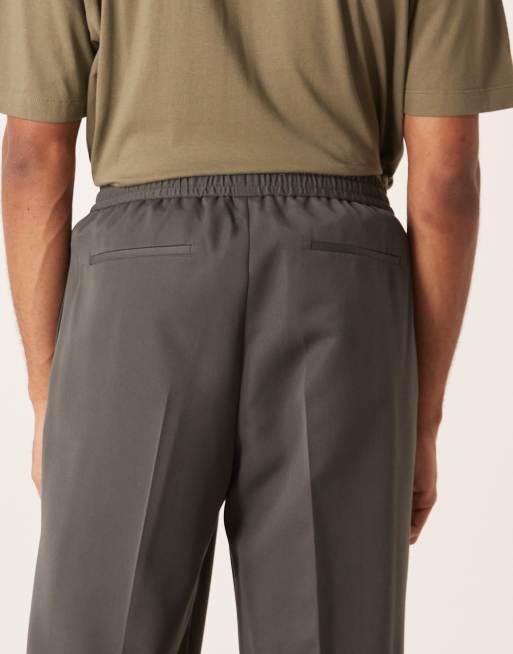 ASOS DESIGN - Koksgrå elegante pull-on-bukser med vide ben , 5 af 5