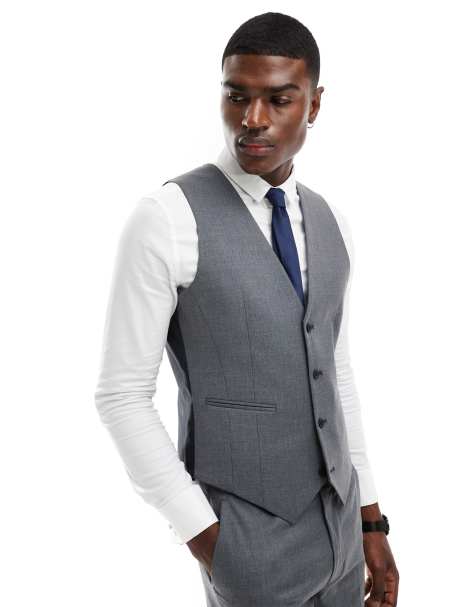 ASOS DESIGN - Koksgrå habitvest i uldblanding i slim fit - view 1