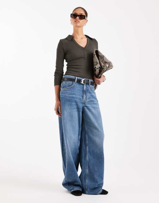ASOS DESIGN - Koksgrå, langærmet og krympet Henley-T-shirt med ribber og krave, 4 af 4