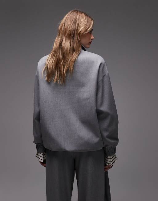 ASOS DESIGN - Koksgrå longline-bomber-jakke med ståkrave, 3 af 4