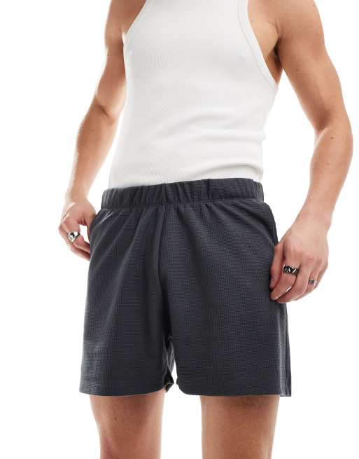 ASOS DESIGN - Koksgrå loungeshorts med vaffelstruktur 