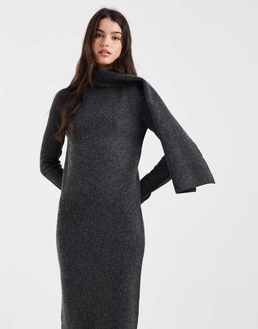 ASOS DESIGN - Koksgrå maxikjole med tørklædedetalje, 4 af 4