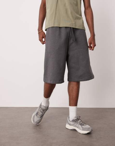 ASOS DESIGN - Koksgrå melerede og lange shorts i kraftigt 400 gsm-materiale - view 1
