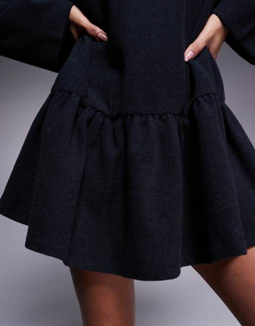 ASOS DESIGN - Koksgrå minikjole i superblødt materiale med lange ærmer og sænket talje, 3 af 4