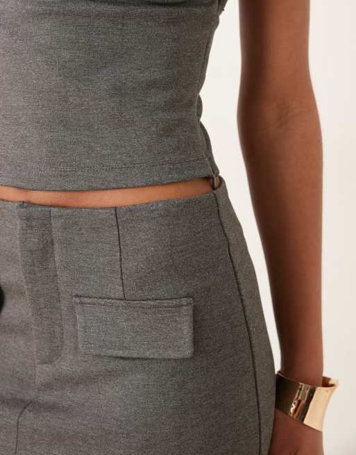 ASOS DESIGN - Koksgrå mininederdel i ponte med lommedetalje - Del af sæt, 4 af 5