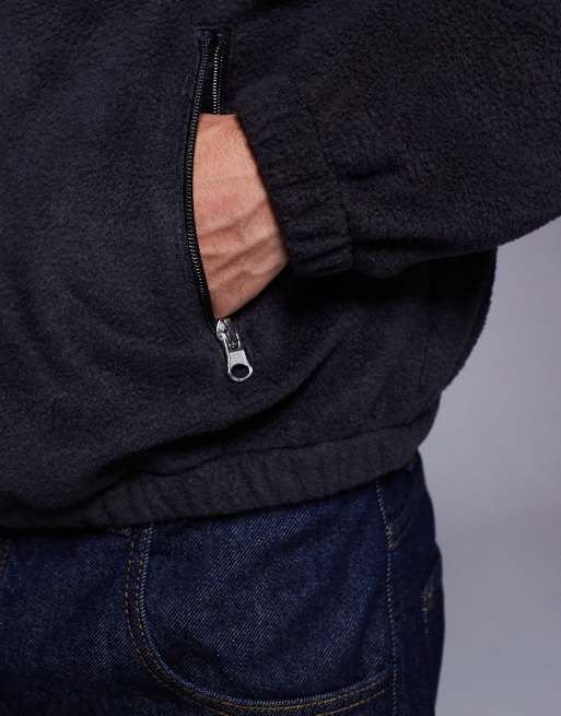 ASOS DESIGN - Koksgrå og afslappet hættetrøje i fleece med ståkrave og kort lynlås , 5 af 5
