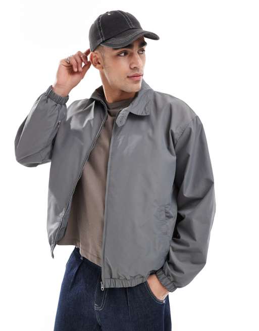 ASOS DESIGN - Koksgrå og let Harrington-jakke i oversized pasform