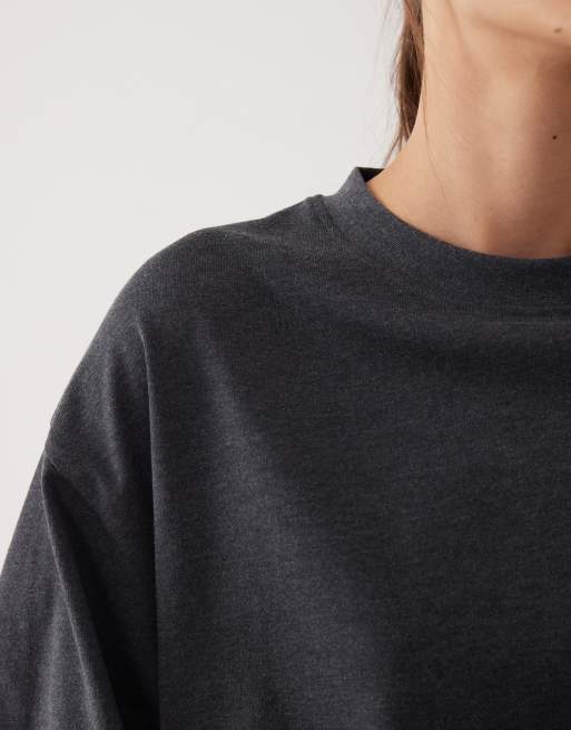 ASOS DESIGN - Koksgrå og oversized longline-t-shirt i kraftigt materiale, 3 af 4