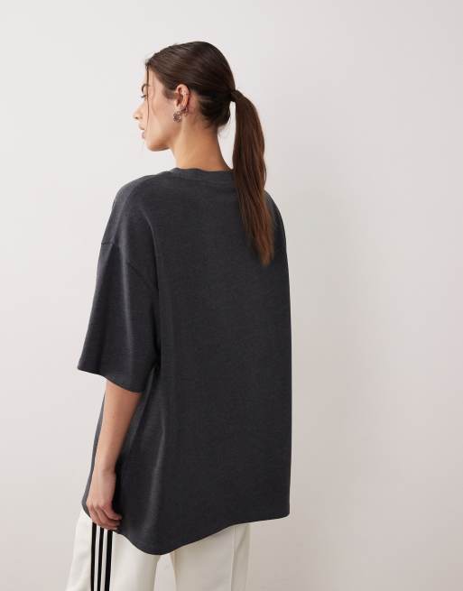 ASOS DESIGN - Koksgrå og oversized longline-t-shirt i kraftigt materiale, 4 af 4