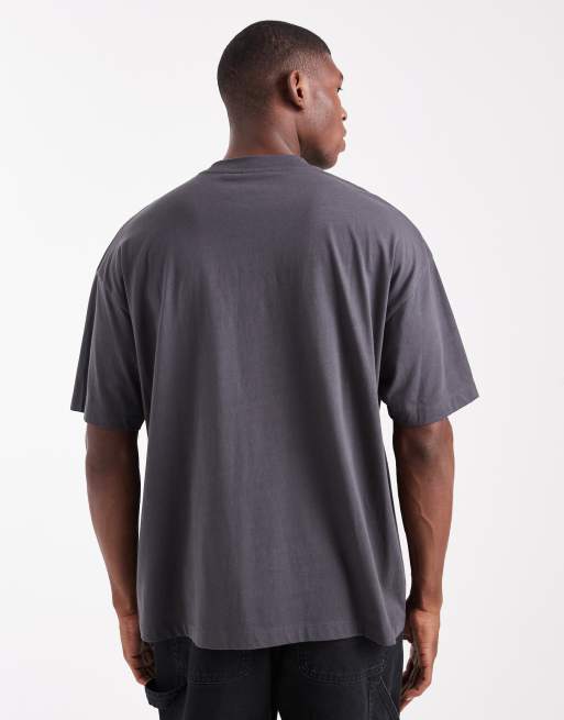 ASOS DESIGN - Koksgrå og oversized T-shirt med stempelgrafik, 3 af 5