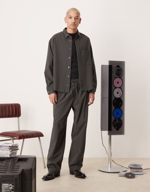 ASOS DESIGN - Koksgrå, oversized og firkantet skjorte - Del af sæt, 2 af 4