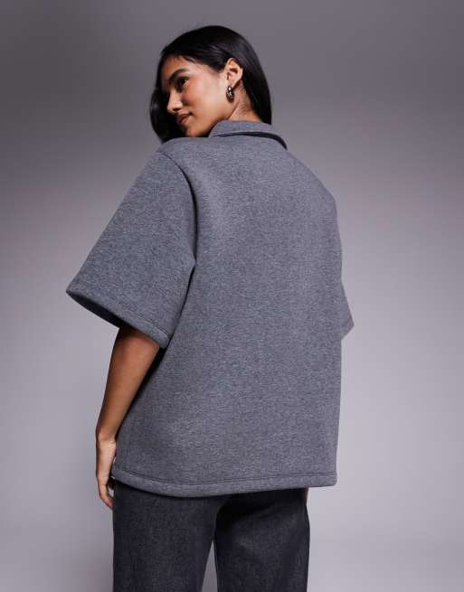 ASOS DESIGN - Koksgrå oversized rugby-top i kraftigt sweatshirtstof med firkantet pasform, 4 af 4