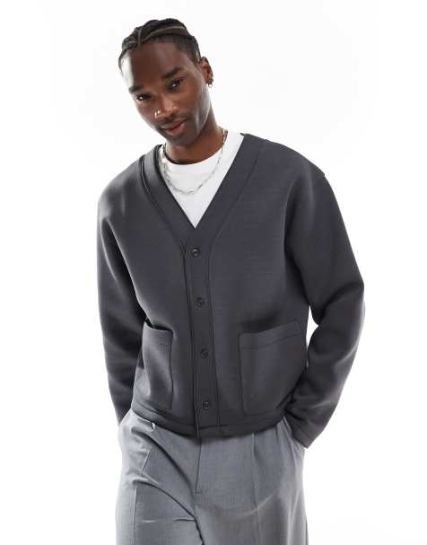 ASOS DESIGN - Koksgrå oversized scuba-cardigan - view 1