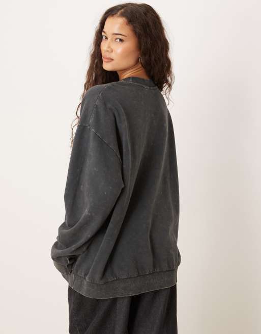 ASOS DESIGN - Koksgrå oversized sweatshirt med liljegrafik, 4 af 4