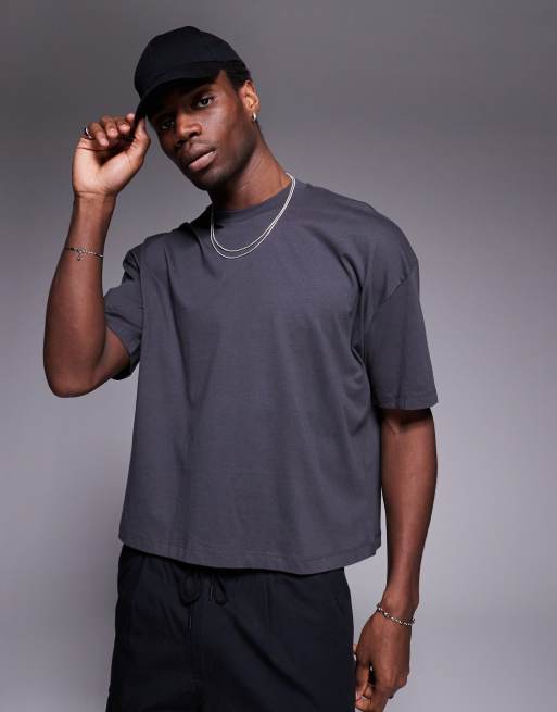 ASOS DESIGN - Koksgrå oversized T-shirt med print på ryggen i firkantet pasform, 2 af 4