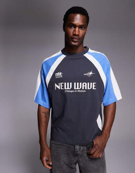 ASOS DESIGN - Koksgrå oversized T-shirt med sammensyede paneler og sportsgrafik i firkantet pasform - view 1