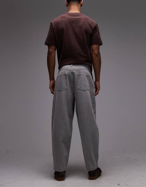 ASOS DESIGN - Koksgrå oversized tapered jeans med tonet mønster, 2 af 5