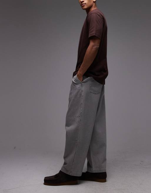 ASOS DESIGN - Koksgrå oversized tapered jeans med tonet mønster, 3 af 5