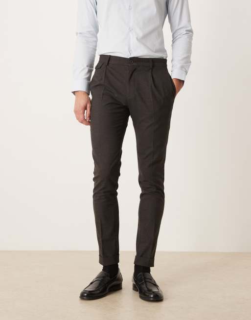 ASOS DESIGN - Koksgråt slim-jakkesæt i uldlook med sildebensmønster, 3 af 4