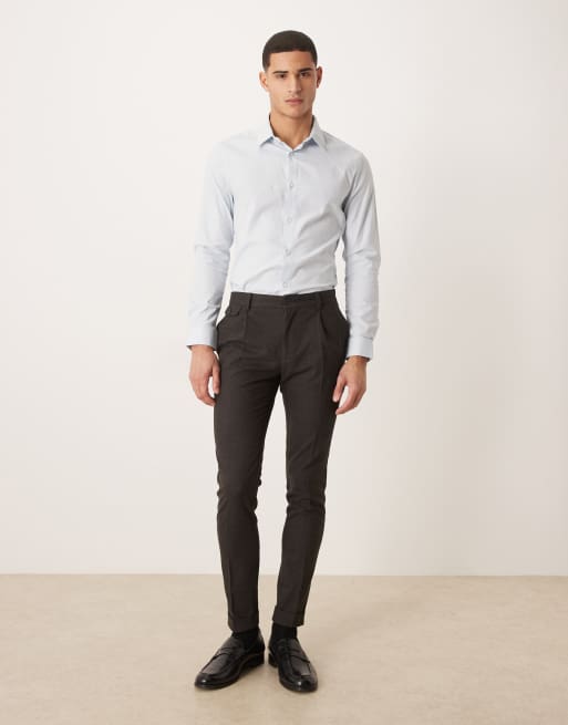 ASOS DESIGN - Koksgrå skinny-habitbukser i uldlook med sildebensmønster, 2 af 5