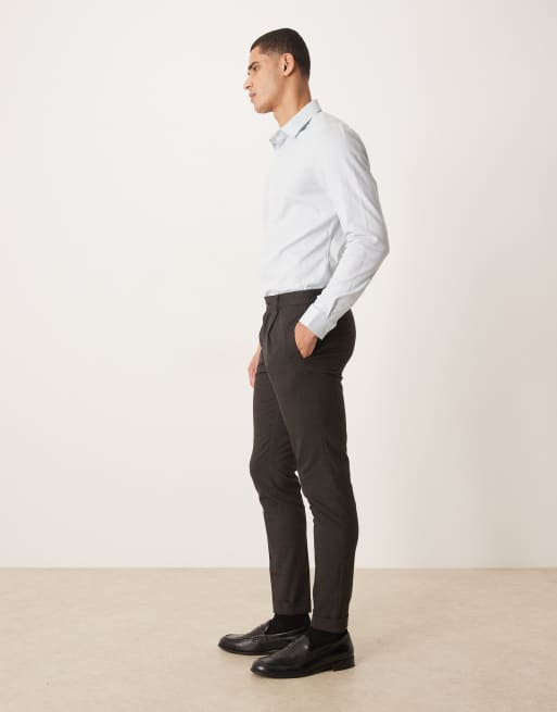 ASOS DESIGN - Koksgrå skinny-habitbukser i uldlook med sildebensmønster, 3 af 5