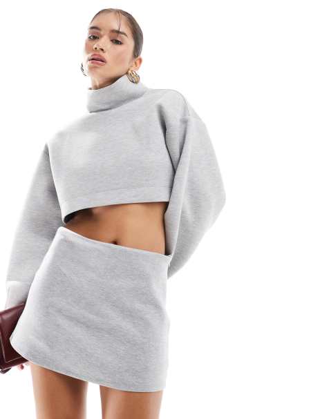 ASOS DESIGN - Koksgrå skort i scubastof - view 1