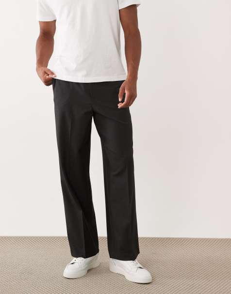 ASOS DESIGN - Koksgrå skræddersyede bukser med brede ben og elastisk talje i comfort-stretch - view 1