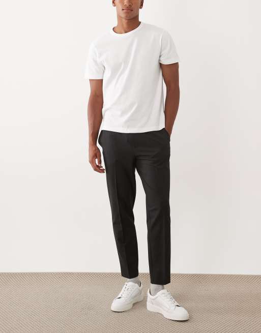 ASOS DESIGN - Koksgrå skræddersyede tapered bukser med comfort-stretch og elastisk talje, 2 af 5