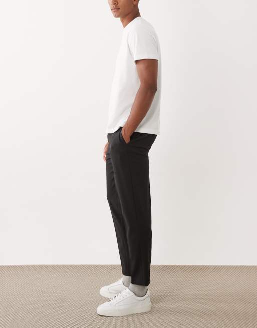 ASOS DESIGN - Koksgrå skræddersyede tapered bukser med comfort-stretch og elastisk talje, 3 af 5