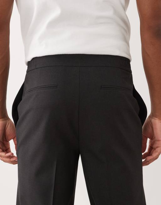 ASOS DESIGN - Koksgrå skræddersyede tapered bukser med comfort-stretch og elastisk talje, 5 af 5