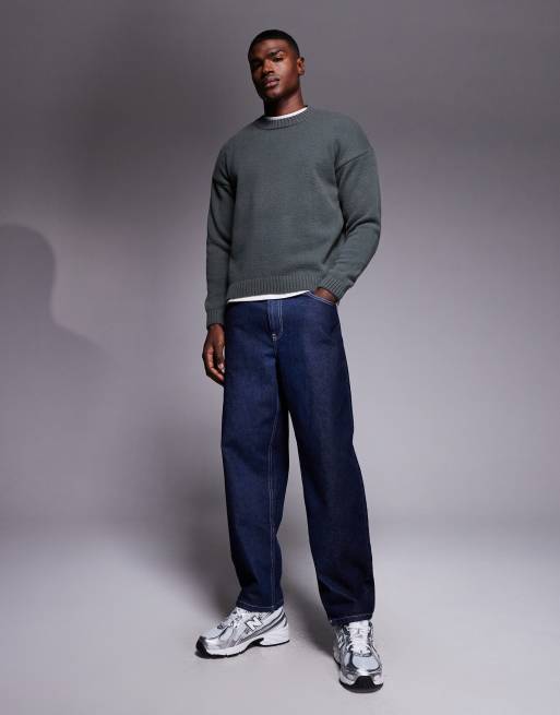 ASOS DESIGN - Koksgrå strikket oversized trøje med rund hals og 'Palermo'-print på ryggen, 2 af 5