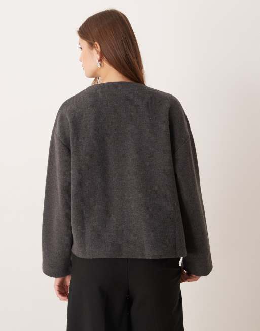 ASOS DESIGN - Koksgrå supervlød kant-til-kant-cardigan - Del af sæt, 3 af 4