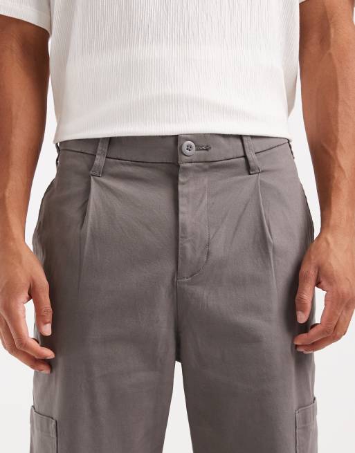 ASOS DESIGN - Koksgrå tapered afslappede cargobukser med plisseringer, 5 af 5