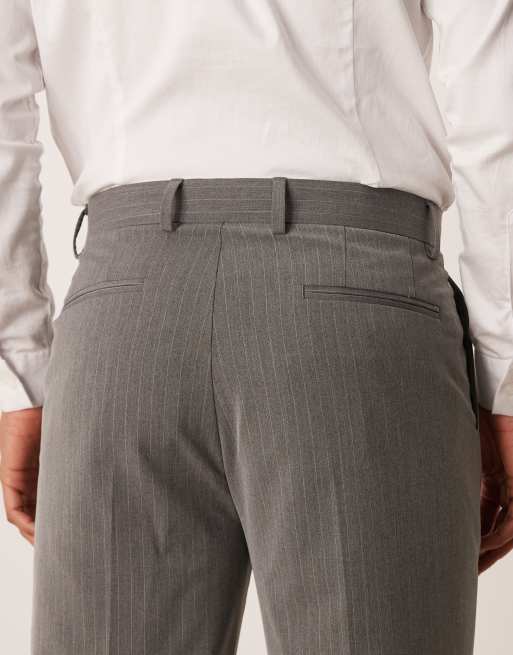 ASOS DESIGN - Koksgrå tapered habitbukser med nålestriber, 4 af 5
