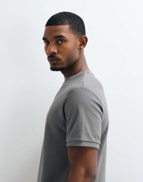 ASOS DESIGN - Koksgrå tekstureret regular fit-T-shirt - view 1