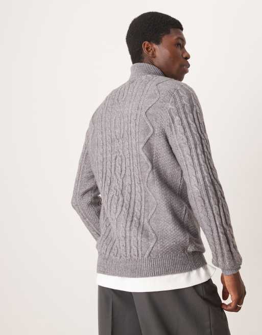 ASOS DESIGN - Koksgrå trøje med rullekrave i kraftig kabelstrik, 4 af 4