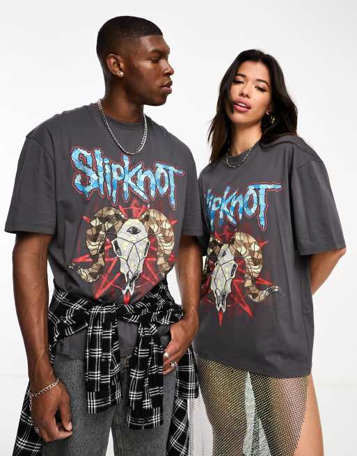 ASOS DESIGN - Koksgrå unisex-T-shirt i oversized fit med Slipknot-grafik
