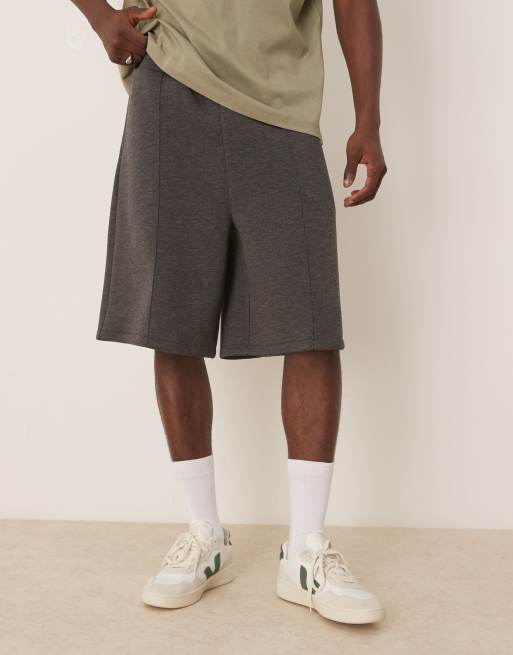 ASOS DESIGN - Koksgråmelerede oversized shorts i scuba-stof
