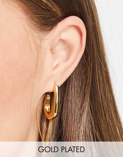ASOS DESIGN – Kolczyki-koła o kanciastym kształcie powlekane 14-karatowym złotem