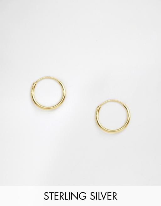 ASOS DESIGN –Kolczyki-koła o średnicy 12mm ze srebra wysokiej próby pokryte 14-karatowym złotem