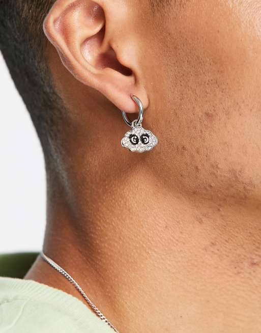 ASOS DESIGN – Kolczyki-koła w kolorze srebrnym z chmurką wysadzaną kryształkami