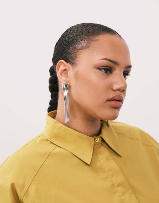 ASOS DESIGN – Kolczyki wkrętki w kolorze srebra z frędzlami, 3 z 3