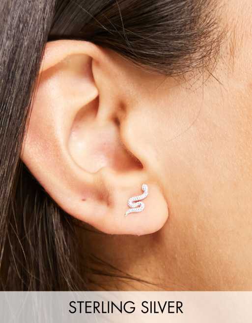 ASOS DESIGN – Kolczyki wkrętki ze srebra wysokiej próby z motywem węża